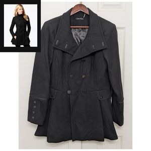 Calvin Klein Stand-Collar Pleated Peacoat